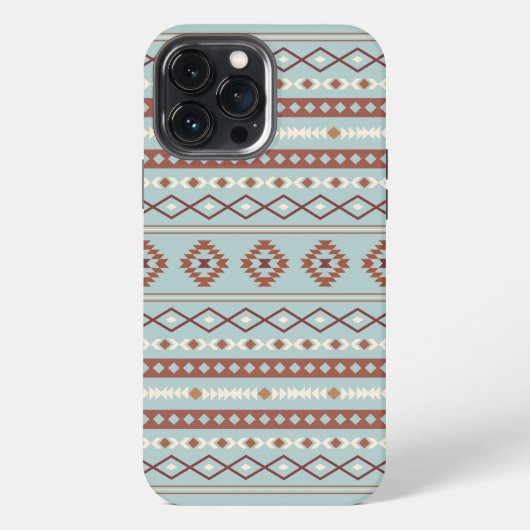 Aztec Mixed Motif Muster Rusts Cream Blue iPhone Hülle (Rückseite)