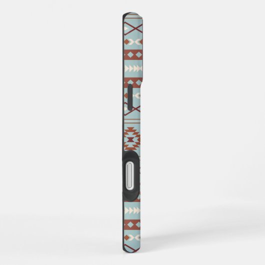 Aztec Mixed Motif Muster Rusts Cream Blue iPhone Hülle (Rechte Seite)