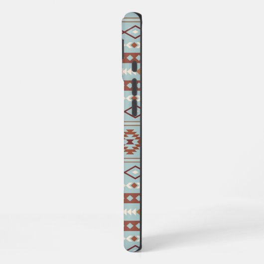 Aztec Mixed Motif Muster Rusts Cream Blue iPhone Hülle (Linke Seite)