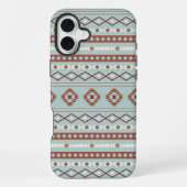 Aztec Mixed Motif Muster Rusts Cream Blue iPhone Hülle (Rückseite)