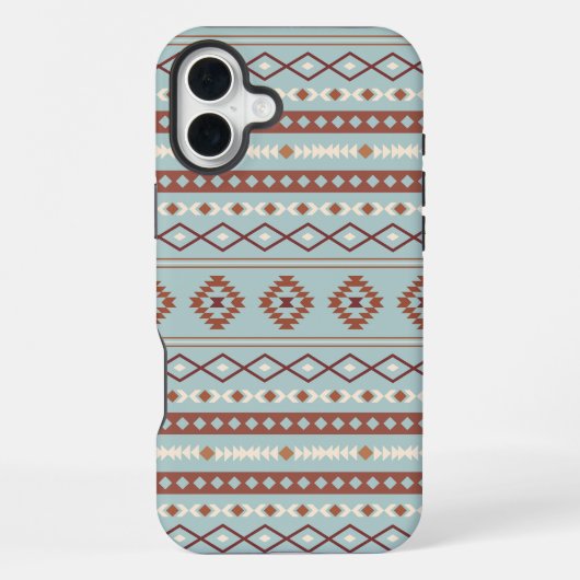Aztec Mixed Motif Muster Rusts Cream Blue iPhone Hülle (Rückseite)