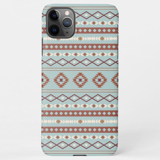 Aztec Mixed Motif Muster Rusts Cream Blue iPhone Hülle (Rückseite)
