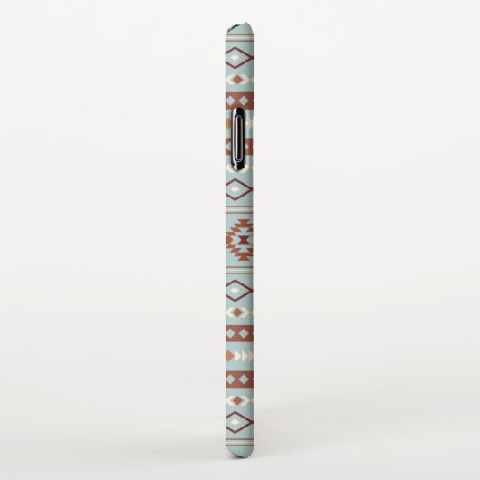 Aztec Mixed Motif Muster Rusts Cream Blue iPhone Hülle (Rechte Seite)