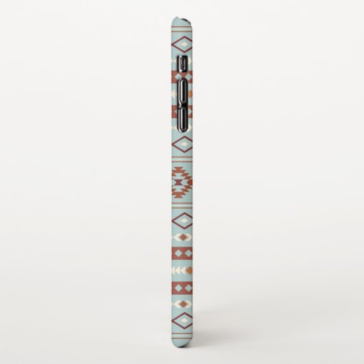 Aztec Mixed Motif Muster Rusts Cream Blue iPhone Hülle (Linke Seite)
