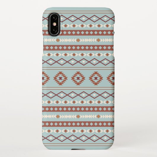Aztec Mixed Motif Muster Rusts Cream Blue iPhone Hülle (Rückseite)