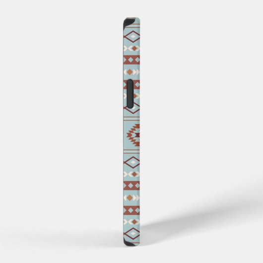Aztec Mixed Motif Muster Rusts Cream Blue iPhone Hülle (Rechte Seite)