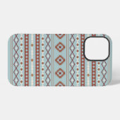 Aztec Mixed Motif Muster Rusts Cream Blue iPhone Hülle (Rückseite (Horizontal))