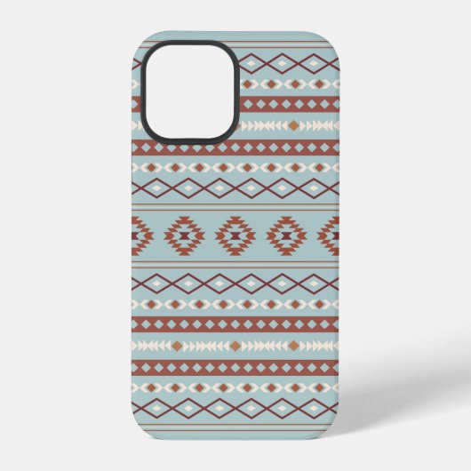 Aztec Mixed Motif Muster Rusts Cream Blue iPhone Hülle (Rückseite)