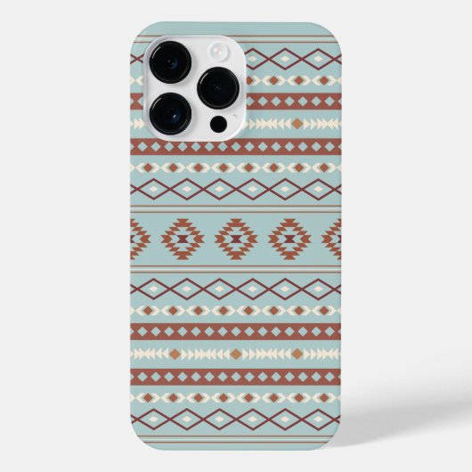 Aztec Mixed Motif Muster Rusts Cream Blue iPhone Hülle (Rückseite)