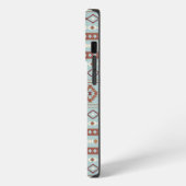 Aztec Mixed Motif Muster Rusts Cream Blue iPhone Hülle (Linke Seite)