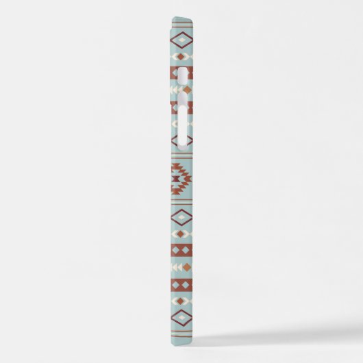 Aztec Mixed Motif Muster Rusts Cream Blue iPhone Hülle (Linke Seite)