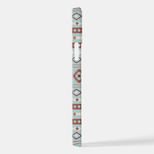 Aztec Mixed Motif Muster Rusts Cream Blue iPhone Hülle (Rechte Seite)