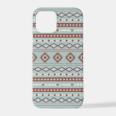Aztec Mixed Motif Muster Rusts Cream Blue iPhone Hülle (Rückseite)
