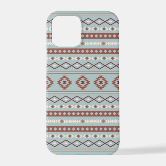 Aztec Mixed Motif Muster Rusts Cream Blue iPhone Hülle (Rückseite)