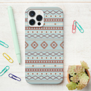Aztec Mixed Motif Muster Rusts Cream Blue iPhone 12 Pro Max Hülle