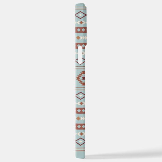 Aztec Mixed Motif Muster Rusts Cream Blue iPhone Hülle (Rechte Seite)