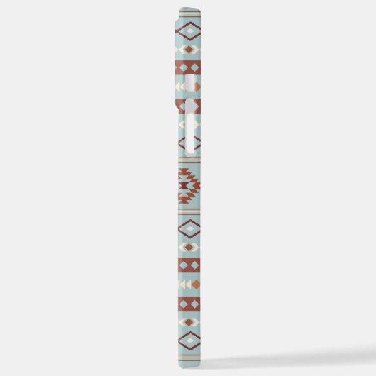 Aztec Mixed Motif Muster Rusts Cream Blue iPhone Hülle (Linke Seite)