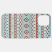 Aztec Mixed Motif Muster Rusts Cream Blue iPhone Hülle (Hinten horizontal)