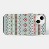 Aztec Mixed Motif Muster Rusts Cream Blue iPhone Hülle (Rückseite (Horizontal))