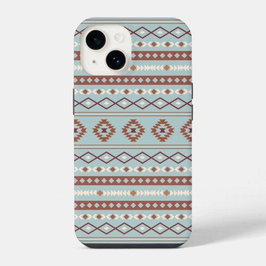 Aztec Mixed Motif Muster Rusts Cream Blue iPhone Hülle (Rückseite)