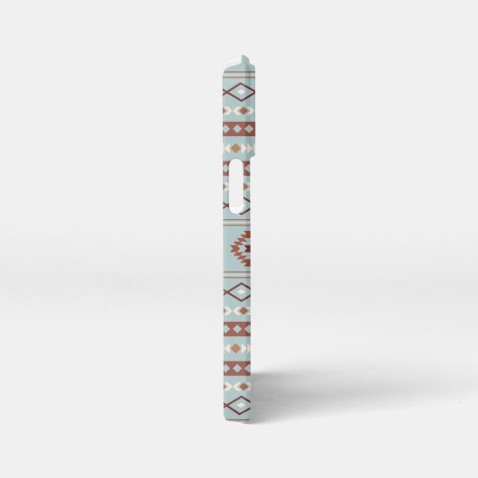 Aztec Mixed Motif Muster Rusts Cream Blue iPhone Hülle (Rechte Seite)