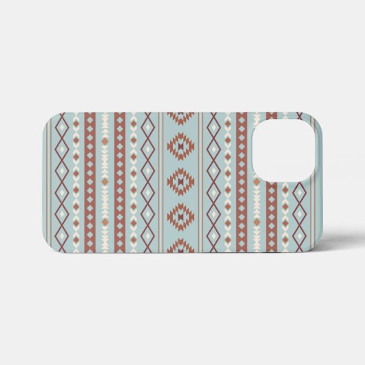 Aztec Mixed Motif Muster Rusts Cream Blue iPhone Hülle (Rückseite (Horizontal))