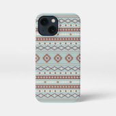 Aztec Mixed Motif Muster Rusts Cream Blue iPhone Hülle (Rückseite)