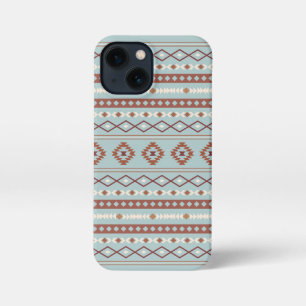 Aztec Mixed Motif Muster Rusts Cream Blue iPhone 13 Mini Hülle