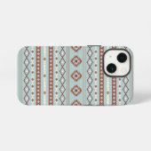 Aztec Mixed Motif Muster Rusts Cream Blue iPhone Hülle (Rückseite (Horizontal))