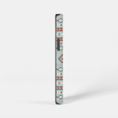 Aztec Mixed Motif Muster Rusts Cream Blue iPhone Hülle (Rechte Seite)