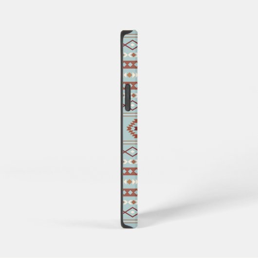 Aztec Mixed Motif Muster Rusts Cream Blue iPhone Hülle (Rechte Seite)