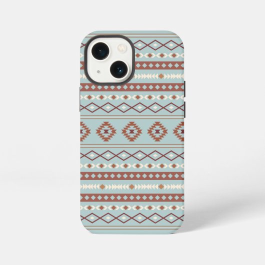 Aztec Mixed Motif Muster Rusts Cream Blue iPhone Hülle (Rückseite)