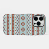 Aztec Mixed Motif Muster Rusts Cream Blue iPhone Hülle (Rückseite (Horizontal))