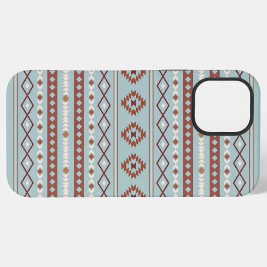 Aztec Mixed Motif Muster Rusts Cream Blue iPhone Hülle (Rückseite (Horizontal))