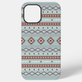 Aztec Mixed Motif Muster Rusts Cream Blue iPhone Hülle (Rückseite)
