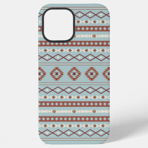 Aztec Mixed Motif Muster Rusts Cream Blue iPhone 12 Pro Max Hülle