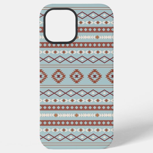 Aztec Mixed Motif Muster Rusts Cream Blue iPhone Hülle (Rückseite)