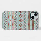 Aztec Mixed Motif Muster Rusts Cream Blue iPhone Hülle (Rückseite (Horizontal))