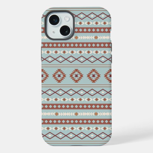 Aztec Mixed Motif Muster Rusts Cream Blue iPhone Hülle (Rückseite)