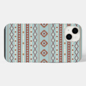 Aztec Mixed Motif Muster Rusts Cream Blue iPhone Hülle (Rückseite (Horizontal))
