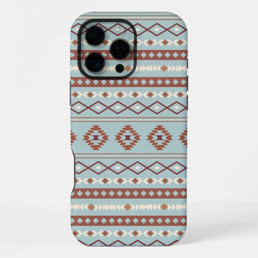 Aztec Mixed Motif Muster Rusts Cream Blue iPhone Hülle (Rückseite)