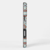 Aztec Mixed Motif Muster Rusts Cream Blue iPhone Hülle (Rechte Seite)