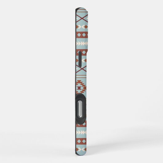 Aztec Mixed Motif Muster Rusts Cream Blue iPhone Hülle (Rechte Seite)