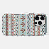 Aztec Mixed Motif Muster Rusts Cream Blue iPhone Hülle (Rückseite (Horizontal))