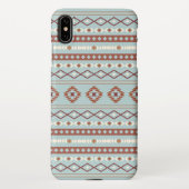 Aztec Mixed Motif Muster Rusts Cream Blue iPhone Hülle (Rückseite)