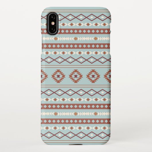 Aztec Mixed Motif Muster Rusts Cream Blue iPhone Hülle (Rückseite)