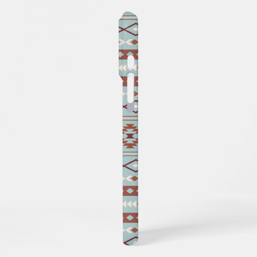 Aztec Mixed Motif Muster Rusts Cream Blue iPhone Hülle (Linke Seite)