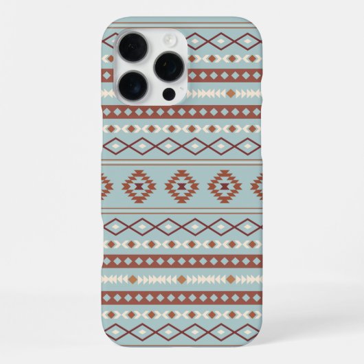 Aztec Mixed Motif Muster Rusts Cream Blue iPhone Hülle (Rückseite)