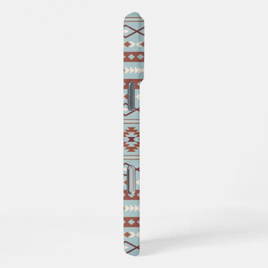 Aztec Mixed Motif Muster Rusts Cream Blue iPhone Hülle (Rechte Seite)