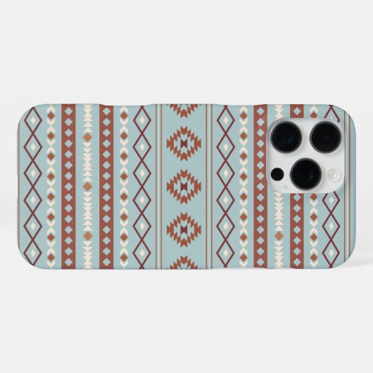 Aztec Mixed Motif Muster Rusts Cream Blue iPhone Hülle (Rückseite (Horizontal))